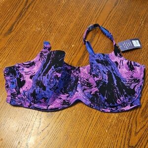 Underwire Bra in Purple Marble Print